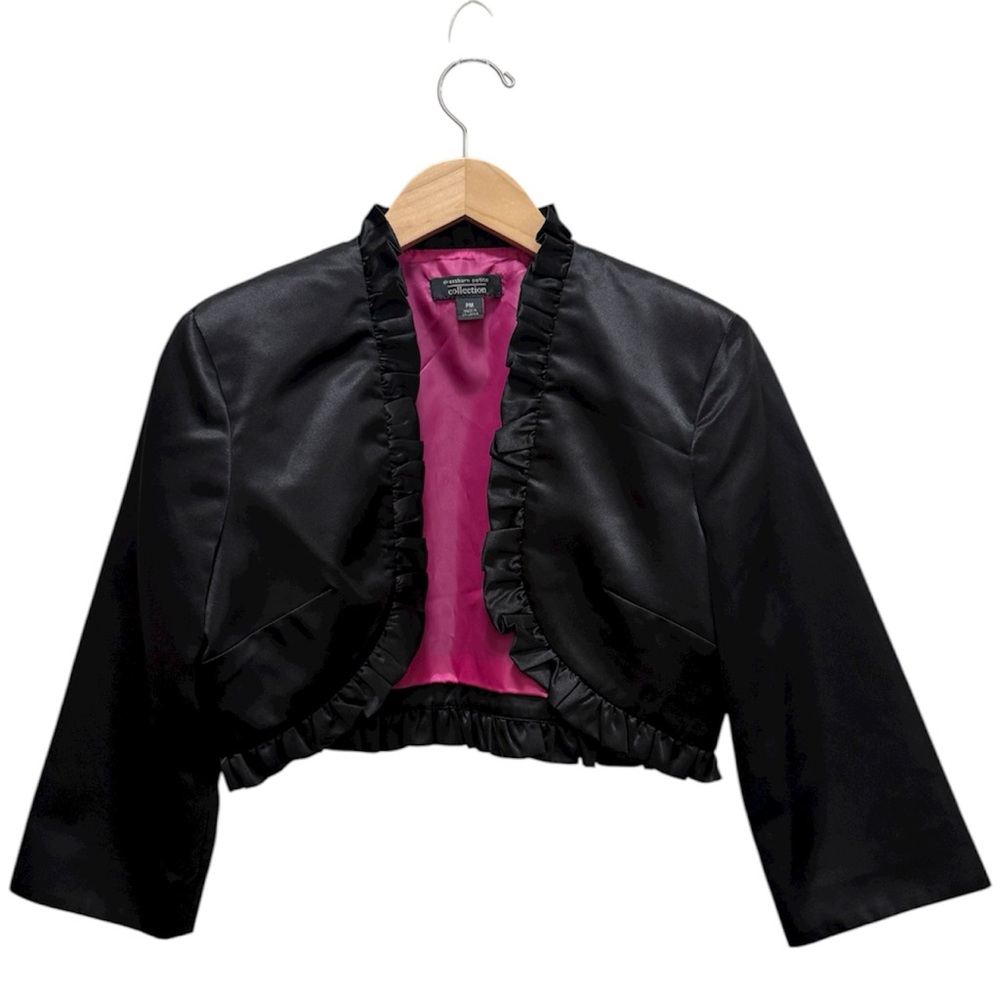 Dressbarn Black Satin Blazer with Pink Interior